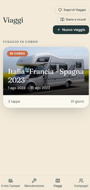 Card Viaggio in corso in Roadiary